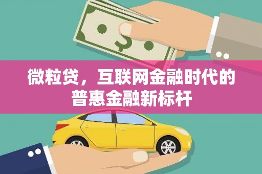 木兰微粒贷，互联网金融时代的普惠金融新标杆