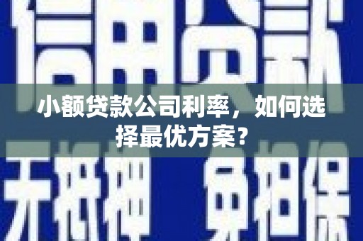 木兰小额贷款公司利率，如何选择最优方案？