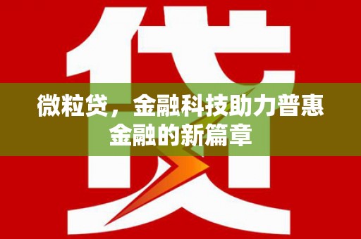 木兰微粒贷，金融科技助力普惠金融的新篇章